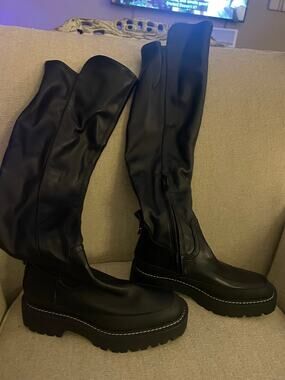 Sam Edelman Lerue Black Calabria Leather High Boots S86
